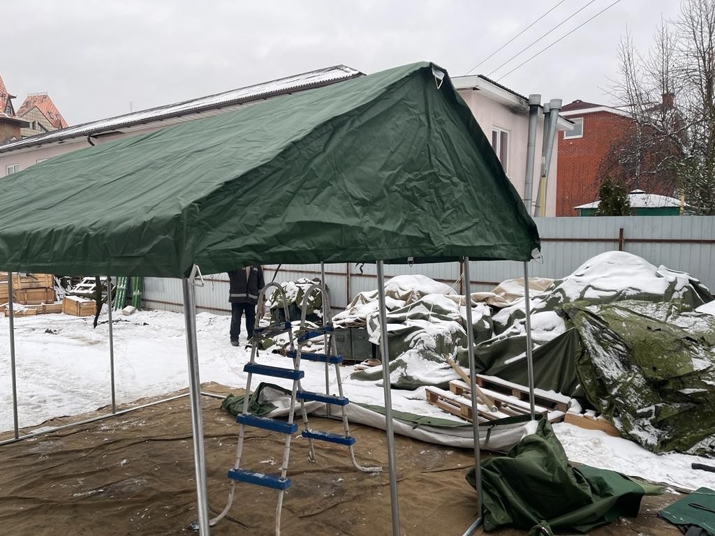 Палатка Каркасная утепленная зеленого цвета 3х4 Палатка Каркасная утепленная зеленого цвета 3х4